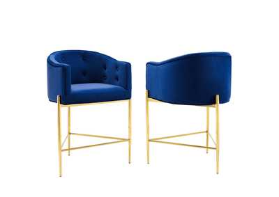 Image for Navy Savour Tufted Performance Velvet Counter Stool [Set of 2]