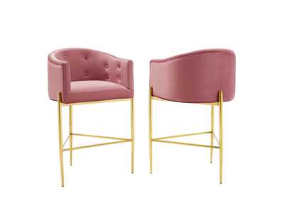 Image for Dusty Rose Savour Tufted Performance Velvet Bar Stool [Set of 2]
