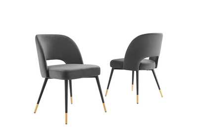 Image for Charcoal Rouse Performance Velvet Dining Side Chairs - [Set of 2]