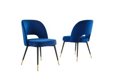 Image for Navy Rouse Performance Velvet Dining Side Chairs - [Set of 2]