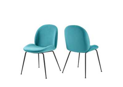 Image for Blue Scoop Black Powder Coated Steel Leg Performance Velvet Dining Chairs - [Set of 2]