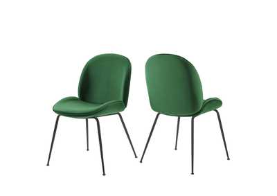 Image for Emerald Scoop Black Powder Coated Steel Leg Performance Velvet Dining Chairs - [Set of 2]