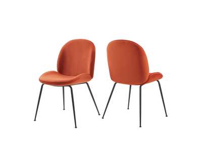 Image for Orange Scoop Black Powder Coated Steel Leg Performance Velvet Dining Chairs - [Set of 2]