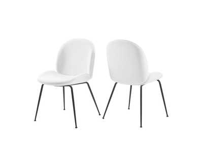 Image for White Scoop Black Powder Coated Steel Leg Performance Velvet Dining Chairs - [Set of 2]