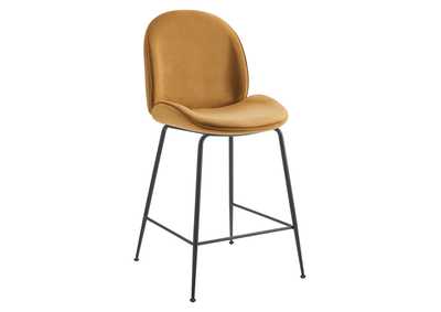 Image for Cognac Scoop Black Powder Coated Steel Leg Performance Velvet Counter Stool