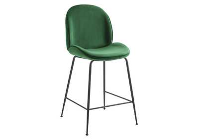 Image for Emerald Scoop Black Powder Coated Steel Leg Performance Velvet Counter Stool