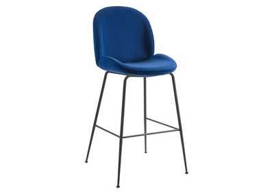 Image for Navy Scoop Black Powder Coated Steel Leg Performance Velvet Bar Stool
