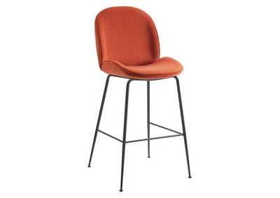 Image for Orange Scoop Black Powder Coated Steel Leg Performance Velvet Bar Stool