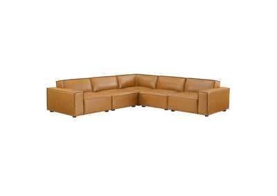 Image for Tan Restore 5-Piece Vegan Leather Sectional Sofa