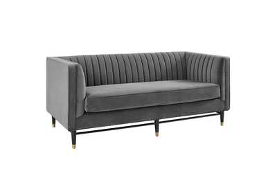 Image for Gray Devote Channel Tufted Performance Velvet Loveseat