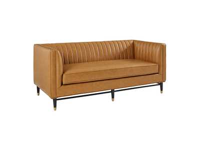 Image for Tan Devote Channel Tufted Vegan Leather Loveseat