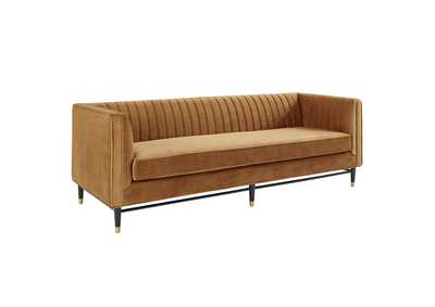 Image for Cognac Devote Channel Tufted Performance Velvet Sofa