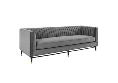 Image for Gray Devote Channel Tufted Performance Velvet Sofa