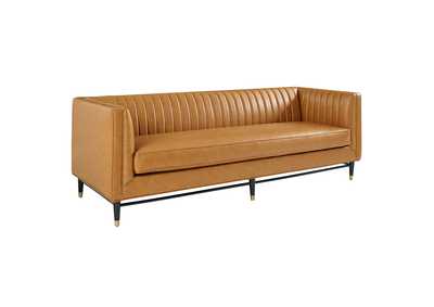 Image for Tan Devote Channel Tufted Vegan Leather Sofa