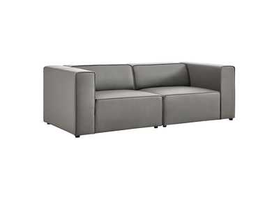 Image for Gray Mingle Vegan Leather 2-Piece Sectional Sofa Loveseat