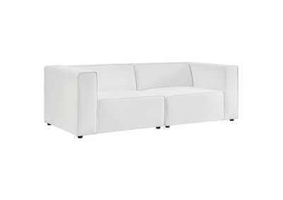 Image for White Mingle Vegan Leather 2-Piece Sectional Sofa Loveseat
