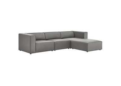 Image for Gray Mingle Vegan Leather Sofa and Ottoman Set