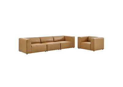 Image for Tan Mingle Vegan Leather Sofa and Armchair Set