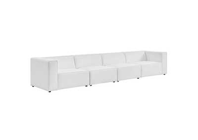 Image for White Mingle Vegan Leather 4-Piece Sectional Sofa