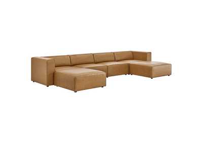 Image for Tan Mingle Vegan Leather 4-Piece Sofa and 2 Ottomans Set