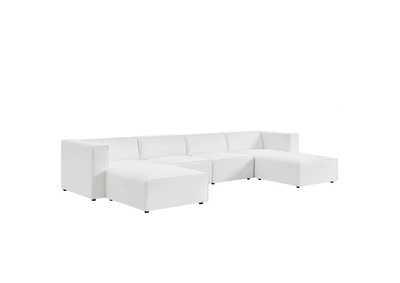 Image for White Mingle Vegan Leather 4-Piece Sofa and 2 Ottomans Set