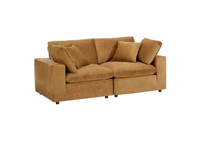 Image for Cognac Commix Down Filled Overstuffed Performance Velvet Loveseat