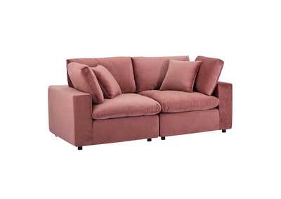 Image for Dusty Rose Commix Down Filled Overstuffed Performance Velvet Loveseat