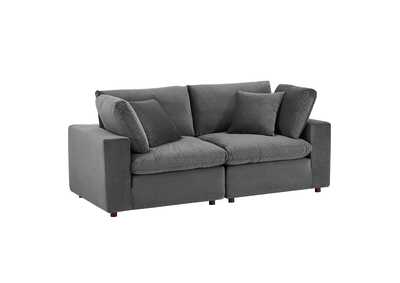 Image for Gray Commix Down Filled Overstuffed Performance Velvet Loveseat