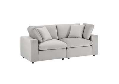 Image for Light Gray Commix Down Filled Overstuffed Performance Velvet Loveseat