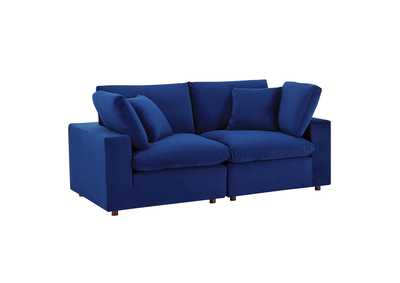 Image for Navy Commix Down Filled Overstuffed Performance Velvet Loveseat