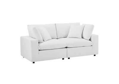 Image for White Commix Down Filled Overstuffed Performance Velvet Loveseat