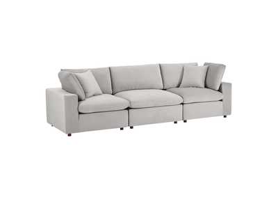 Image for Light Gray Commix Down Filled Overstuffed Performance Velvet 3-Seater Sofa
