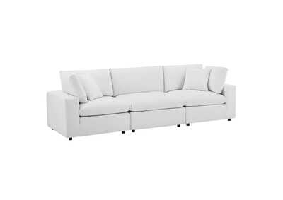 Image for White Commix Down Filled Overstuffed Performance Velvet 3-Seater Sofa