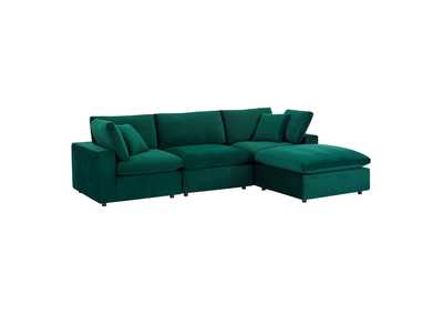 Image for Green Commix Down Filled Overstuffed Performance Velvet 4-Piece Sectional Sofa