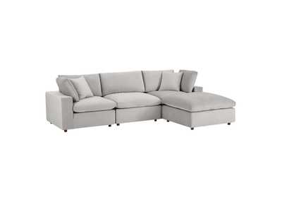 Image for Light Gray Commix Down Filled Overstuffed Performance Velvet 4-Piece Sectional Sofa