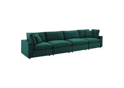 Image for Green Commix Down Filled Overstuffed Performance Velvet 4-Seater Sofa