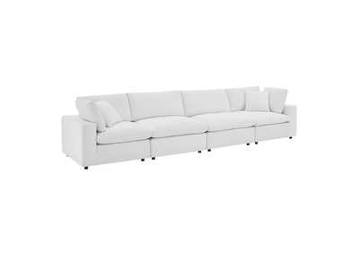 Image for White Commix Down Filled Overstuffed Performance Velvet 4-Seater Sofa