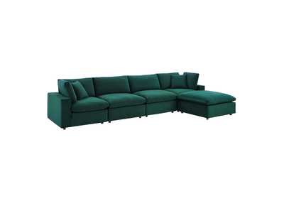 Image for Green Commix Down Filled Overstuffed Performance Velvet 5-Piece Sectional Sofa