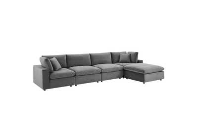 Image for Gray Commix Down Filled Overstuffed Performance Velvet 5-Piece Sectional Sofa