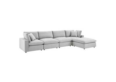 Image for Light Gray Commix Down Filled Overstuffed Performance Velvet 5-Piece Sectional Sofa