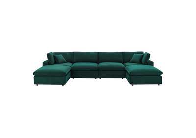 Image for Green Commix Down Filled Overstuffed Performance Velvet 6-Piece Sectional Sofa