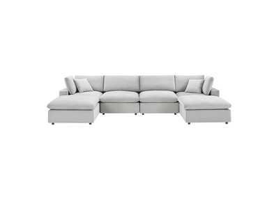 Image for Light Gray Commix Down Filled Overstuffed Performance Velvet 6-Piece Sectional Sofa