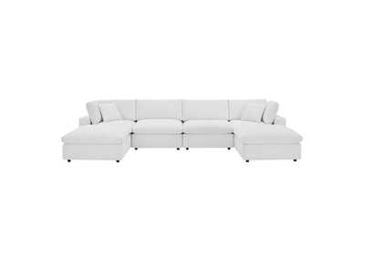 Image for White Commix Down Filled Overstuffed Performance Velvet 6-Piece Sectional Sofa