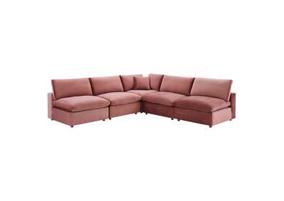 Image for Dusty Rose Commix Down Filled Overstuffed Performance Velvet 5-Piece Sectional Sofa