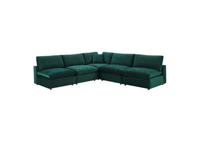 Image for Green Commix Down Filled Overstuffed Performance Velvet 5-Piece Sectional Sofa