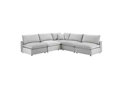 Image for Light Gray Commix Down Filled Overstuffed Performance Velvet 5-Piece Sectional Sofa