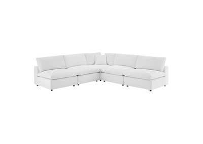 Image for White Commix Down Filled Overstuffed Performance Velvet 5-Piece Sectional Sofa