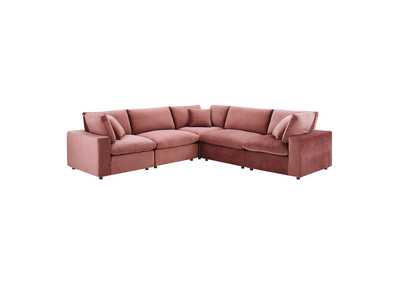 Image for Dusty Rose Commix Down Filled Overstuffed Performance Velvet 5-Piece Sectional Sofa