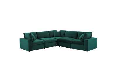 Image for Green Commix Down Filled Overstuffed Performance Velvet 5-Piece Sectional Sofa