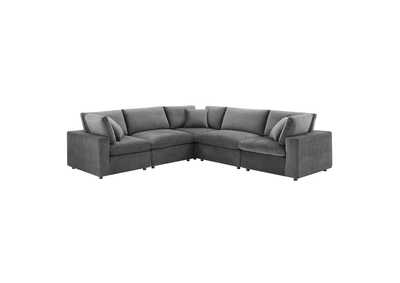 Image for Gray Commix Down Filled Overstuffed Performance Velvet 5-Piece Sectional Sofa